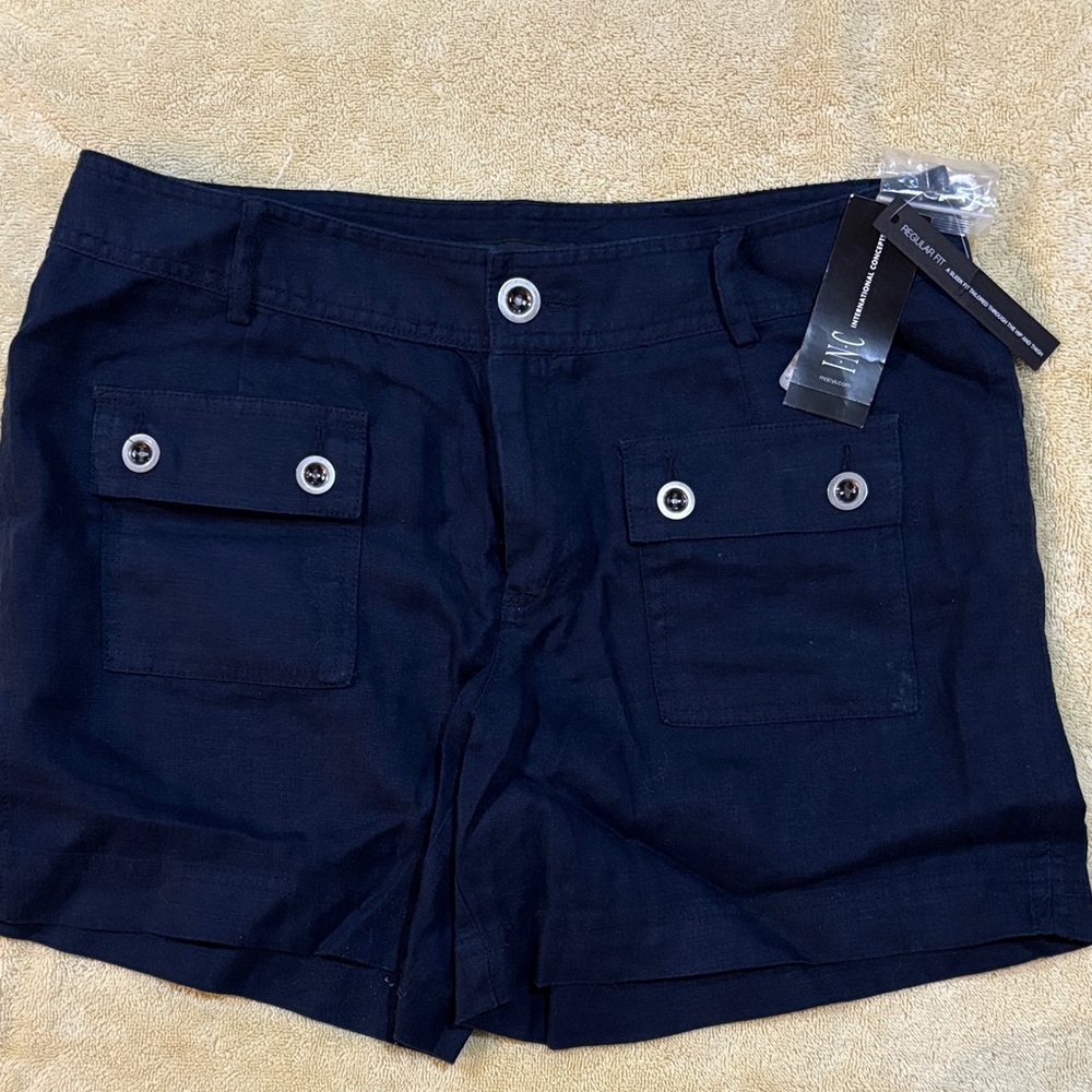 INC International Concepts Navy Button Pocket Women’s Shorts